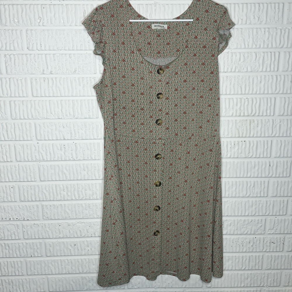Monteau Green Floral Dress - Picture 1 of 5